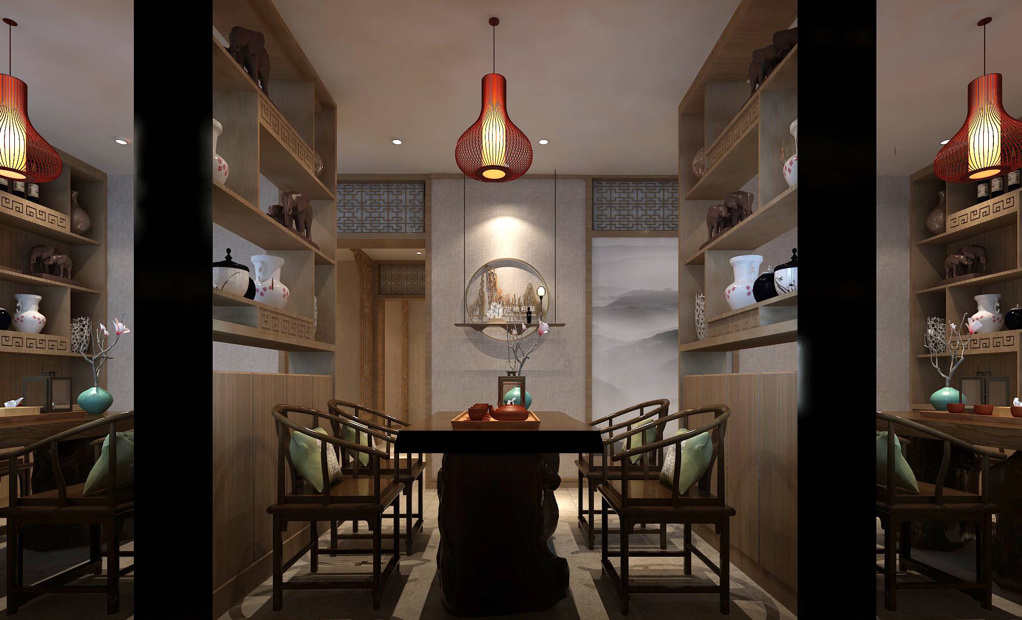 茶馆中式风-鑫枫装饰有限公司-屯粮积草装修网
