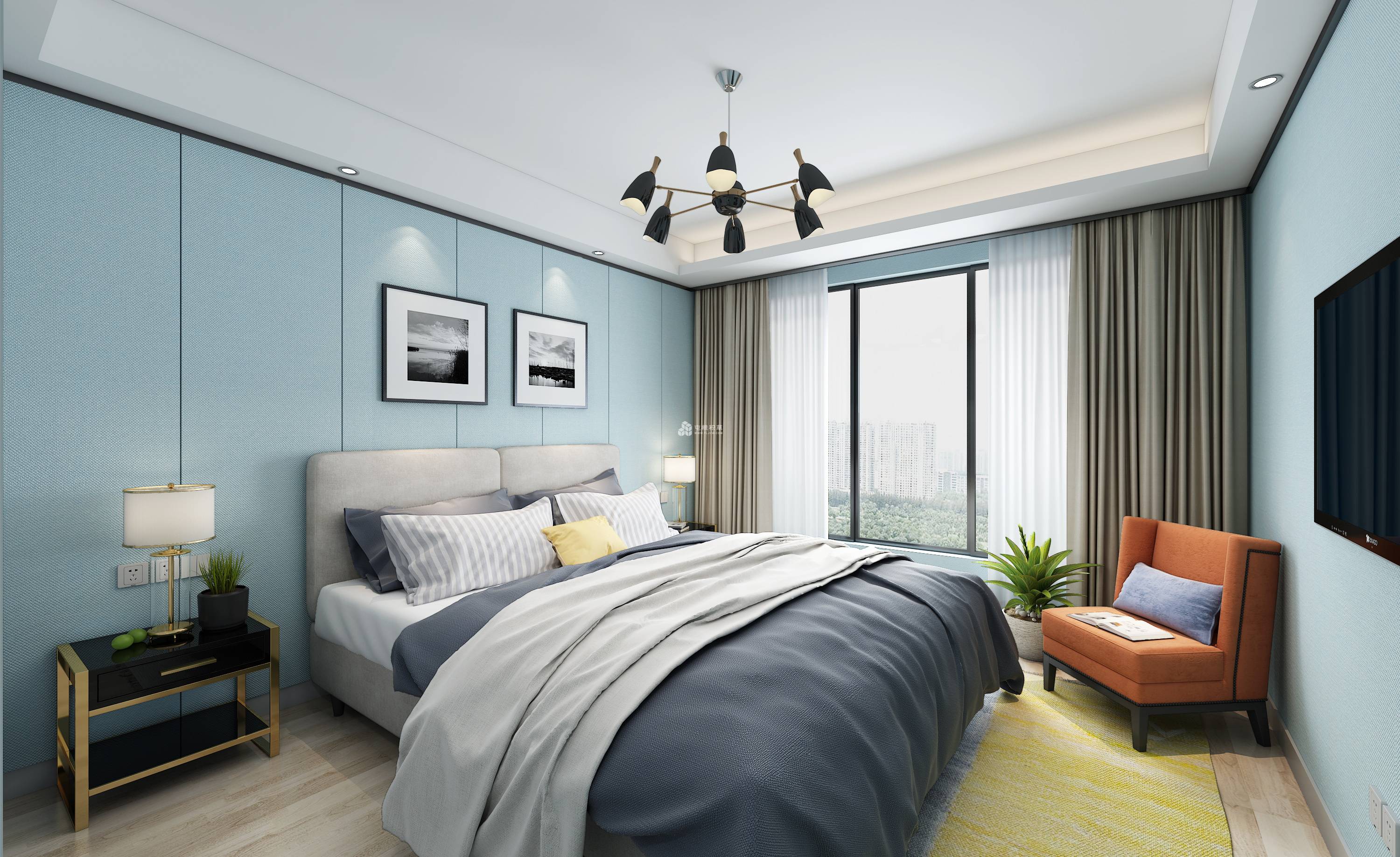 薄荷绿简约风二居室