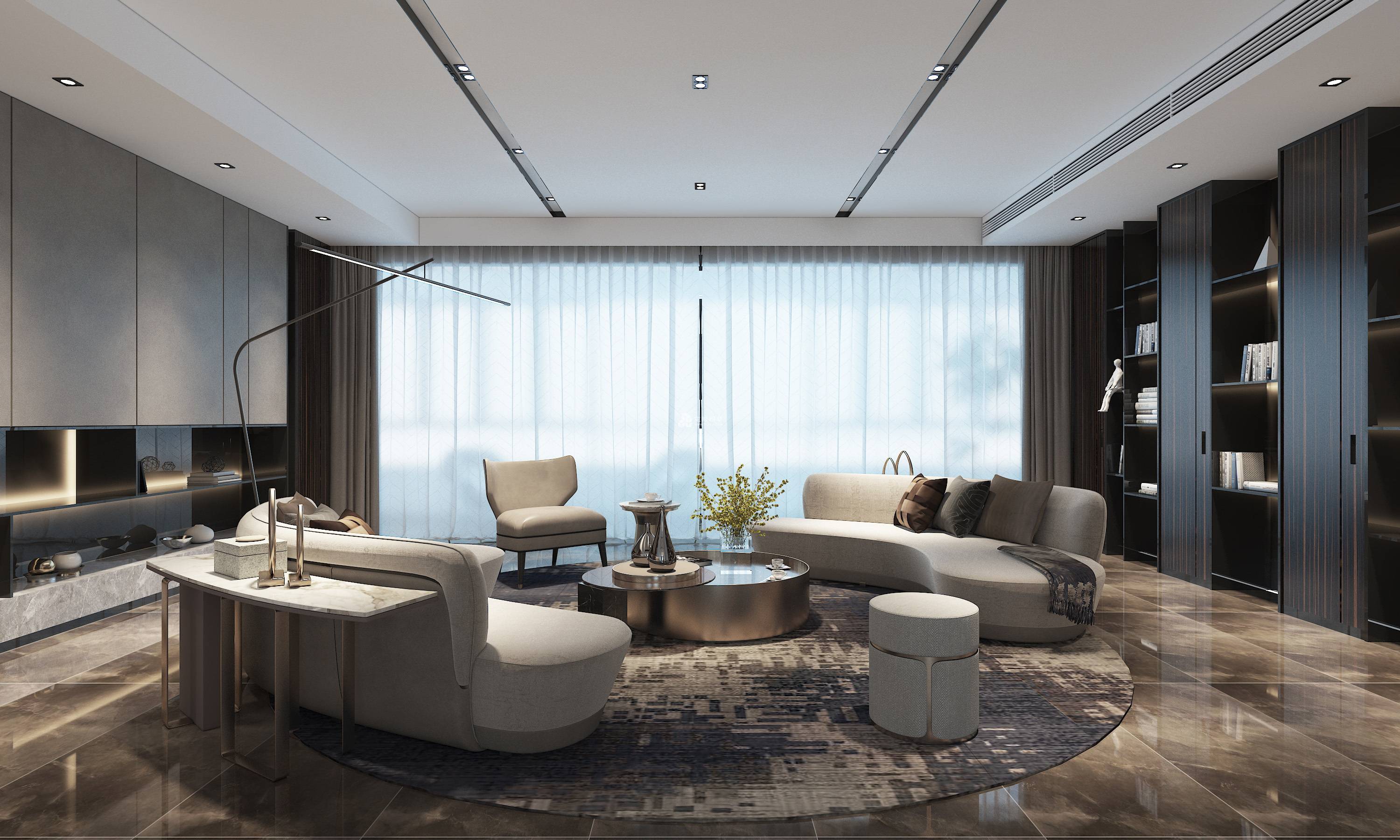 大平层港式轻奢风格案例-天津泓本室内装饰设计有限公司-屯粮积草装修