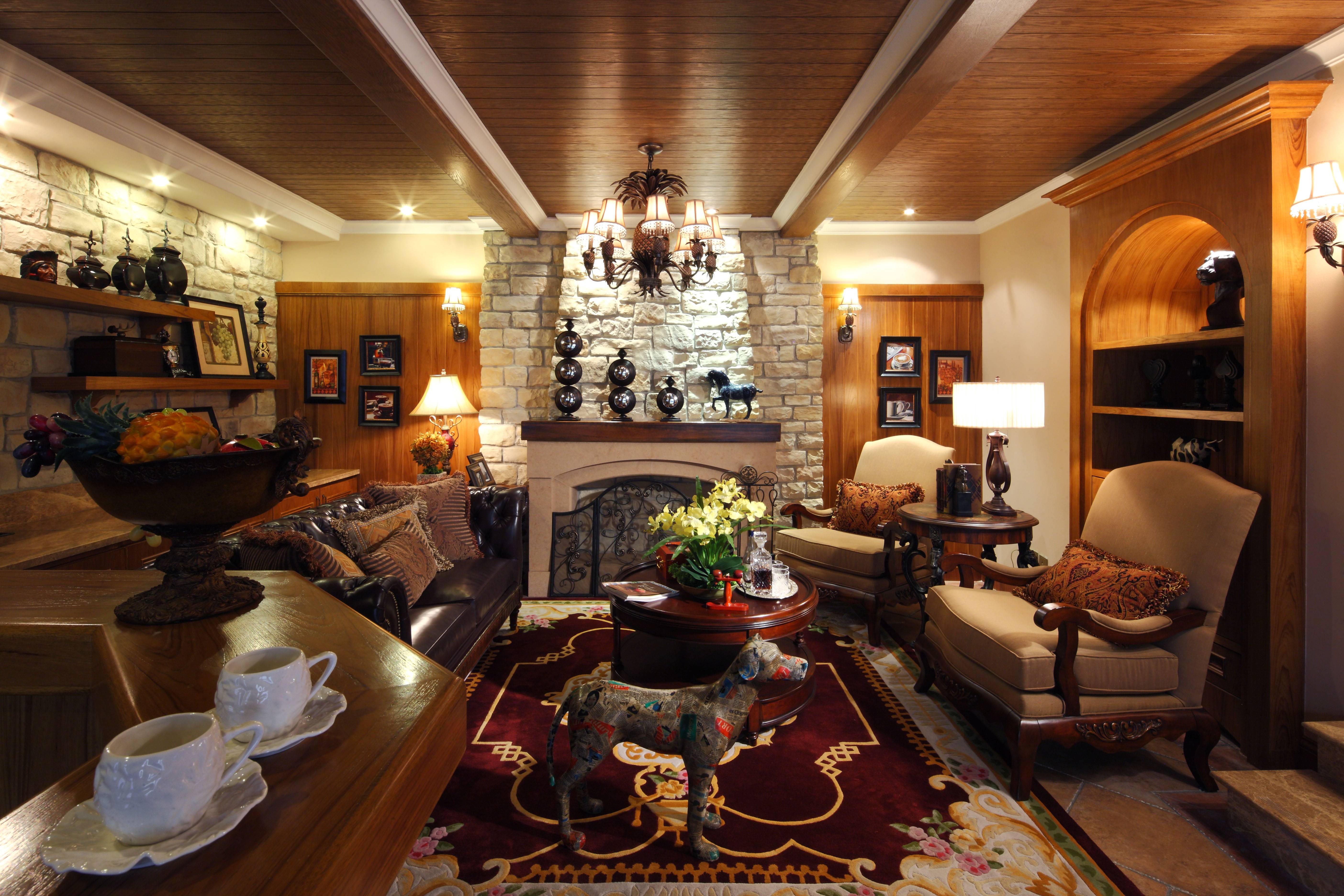 成都棠湖泊林城美式风格样板房设计4-装修效果图片-屯粮积草网